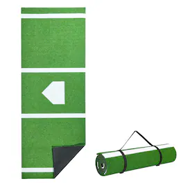 VEVOR - 10x3.8 ft Baseball Softball Hitting Batting Mat, Indoor/Outdoor Anti-Slip Anti-Fade Softball Mat - Green