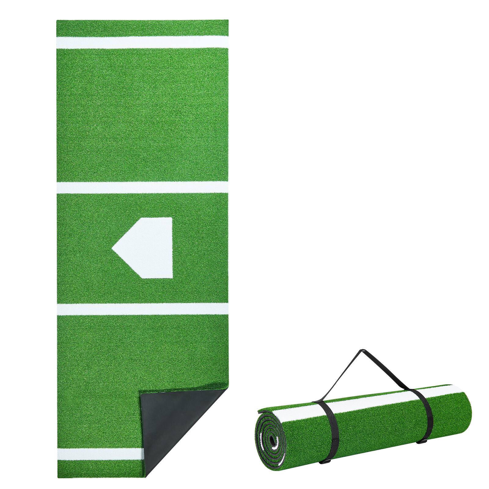 VEVOR - 10x3.8 ft Baseball Softball Hitting Batting Mat, Indoor/Outdoor Anti-Slip Anti-Fade Softball Mat - Green