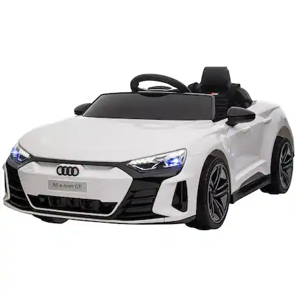 Front. BreeBe - Aosom 12V Licensed Audi RS E-tron GT Kids ride on Car, 3.1 MPH, Remote Control, Suspension, Horn, Music, Lights - White.