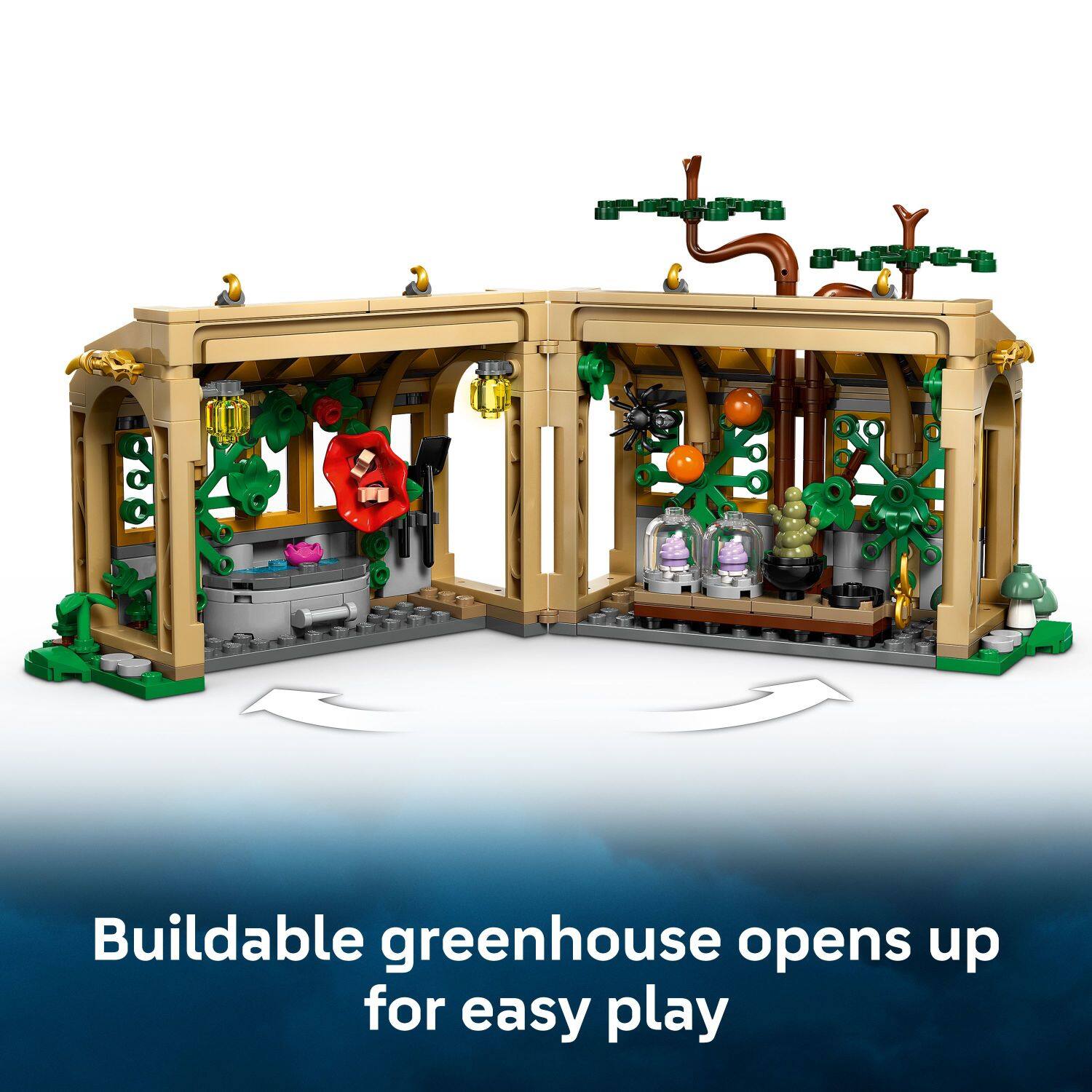Buildable greenhouse opens up for easy play