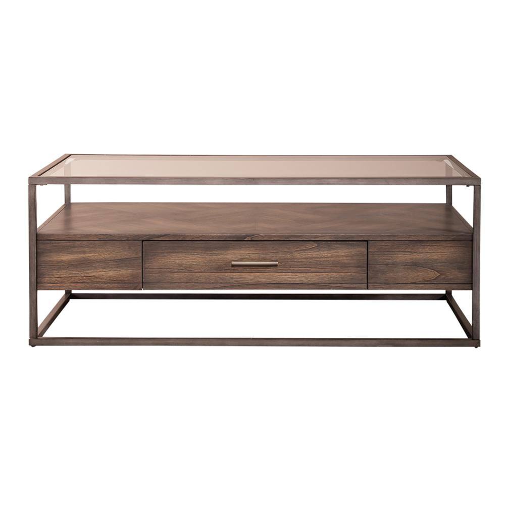 Alt View 1. Liberty Furniture Industries - Jamestown Rectangular Cocktail Table in Tobacco - Brown.