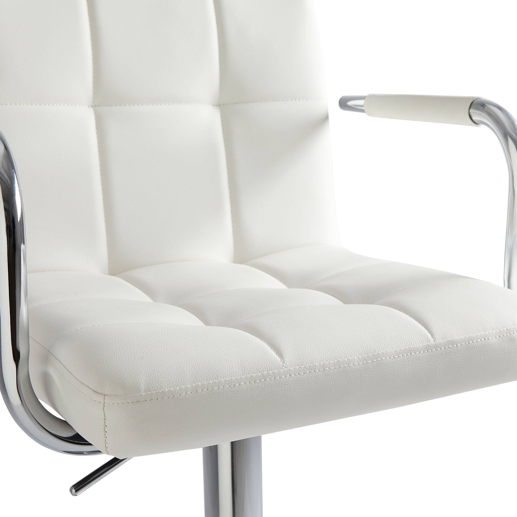 Back. FERPIT - FERPIT 2 Pack Adjustable Bar Stools Modern Tufted Upholstered Counter Chairs with Footrest, White - White.
