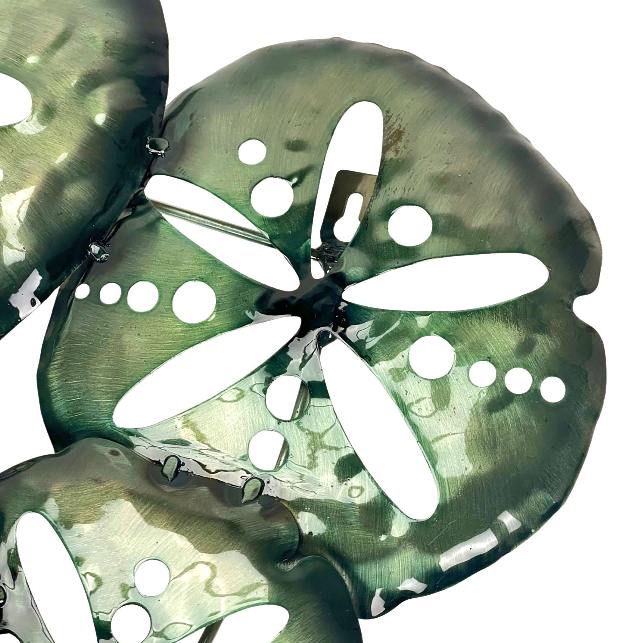 Alt View 2. Things2Die4 - Metal Sand Dollar Wall Decor 25in Coastal Beach Nautical Iridescent Art - Dark Green.