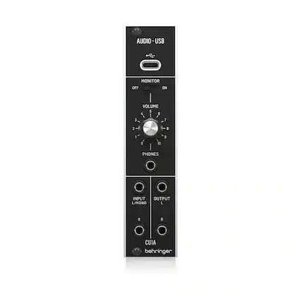 AUDIO-USB
MONITOR
OFF ON
VOLUME
1 2 3 4 5 6 7 8 9 10
PHONES
INPUT L/MONO
OUTPUT L R
CU1A
behringer