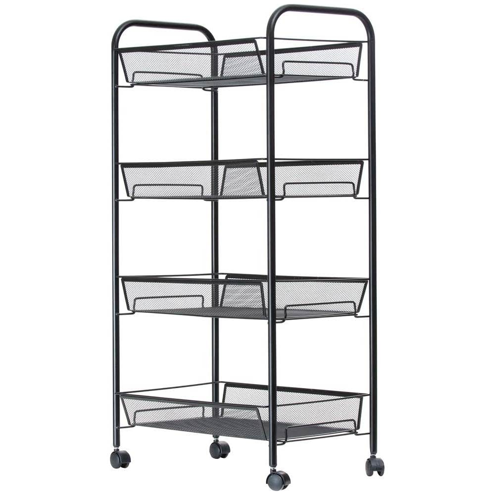 Best Buy: Mind Reader Roll Metal Mesh 4-Shelf Cart Black 4TOCART-BLK