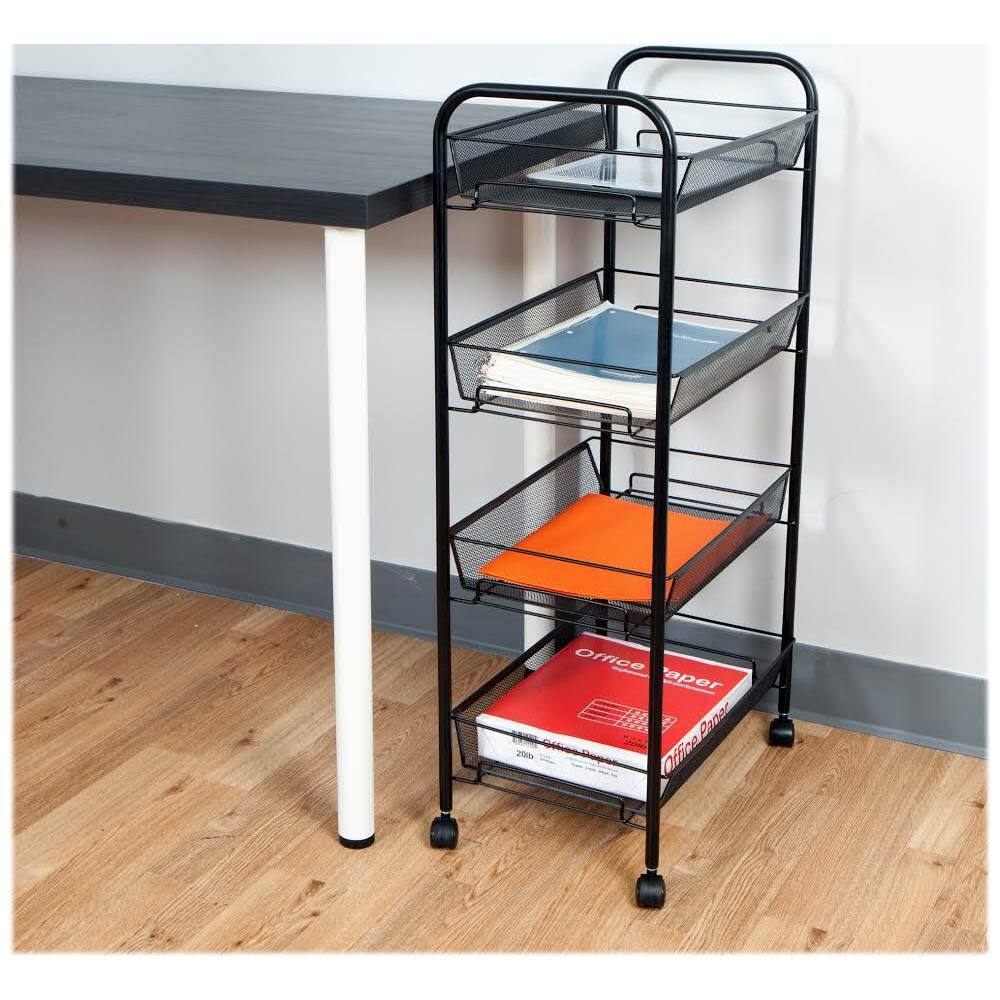 Best Buy Mind Reader Roll Metal Mesh 4Shelf Cart Black 4TOCARTBLK