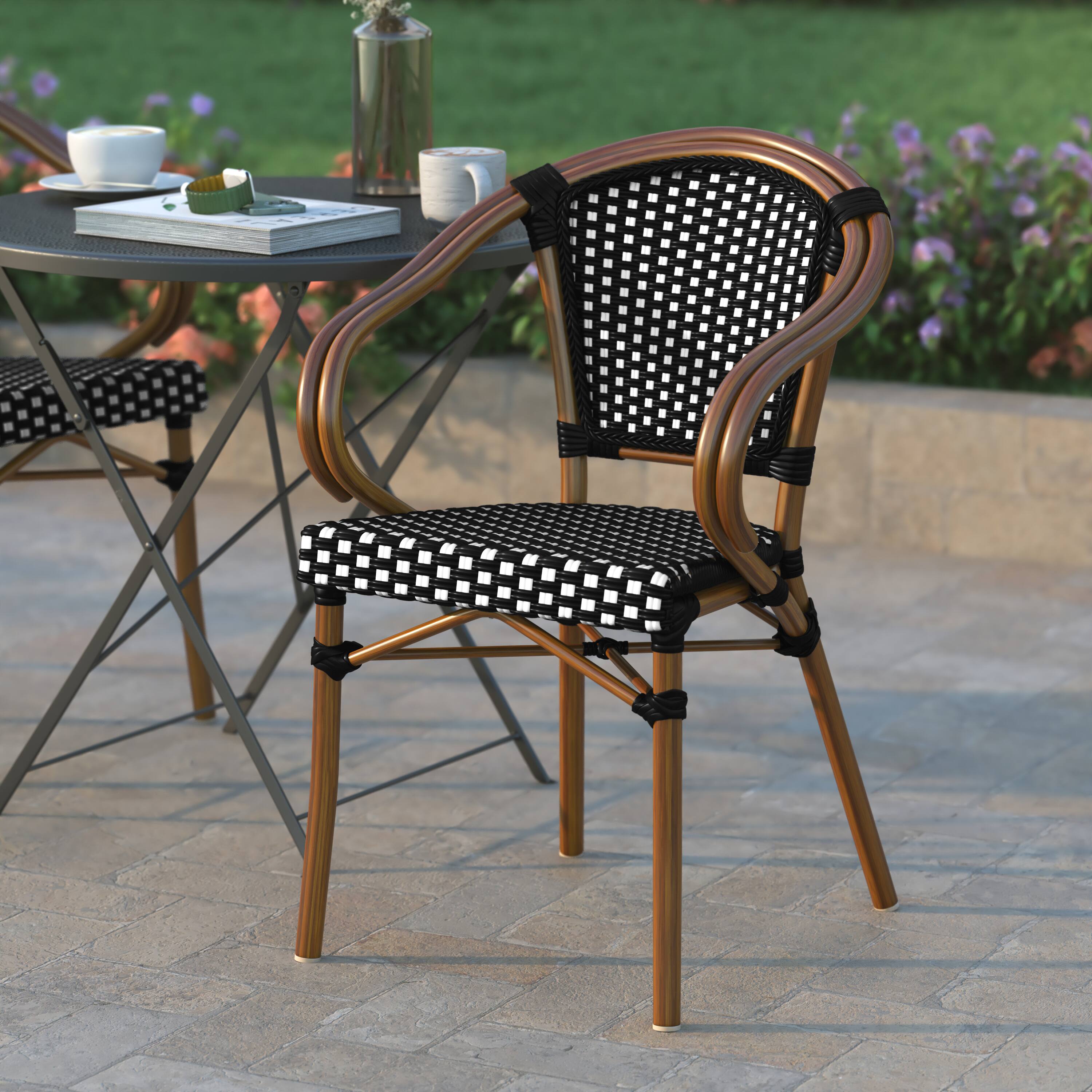 Emma + Oliver Soie Indoor/Outdoor Stacking Thonet Bistro Style