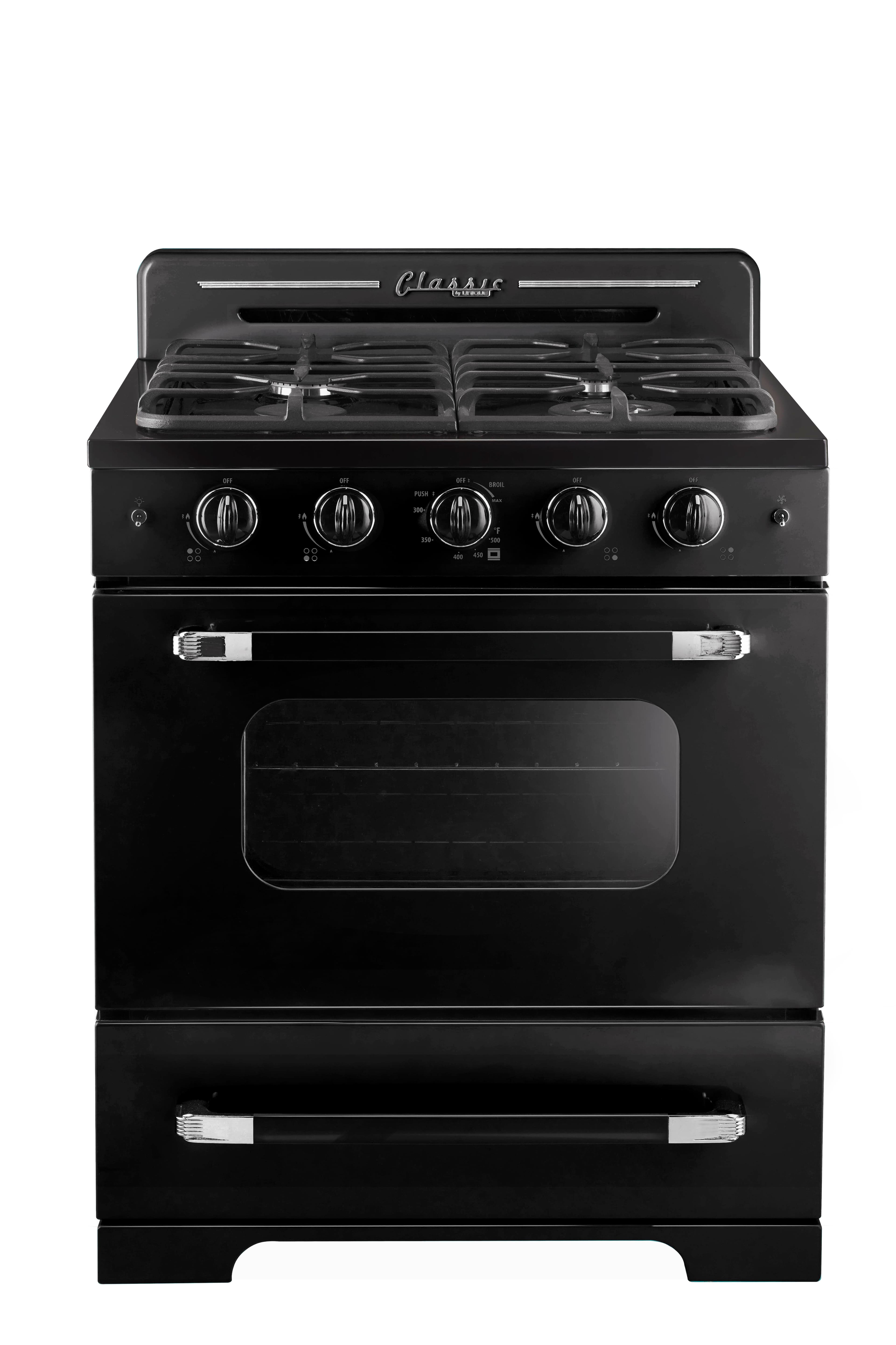 Unique Appliances - Classic Retro 3.9 Cu. Ft. Freestanding Gas Convection Range - Midnight Black - Front_Zoom