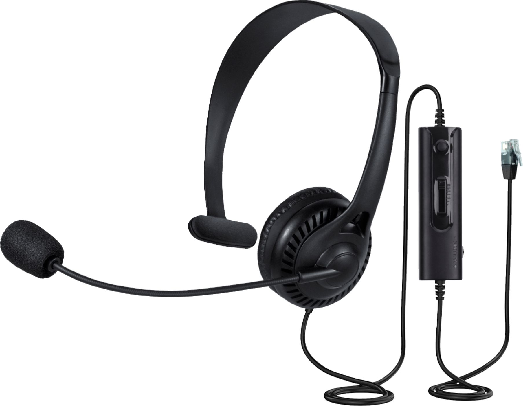 Angle View: Insignia™ - Landline Hands-Free Headset with RJ-9 Connection - Black