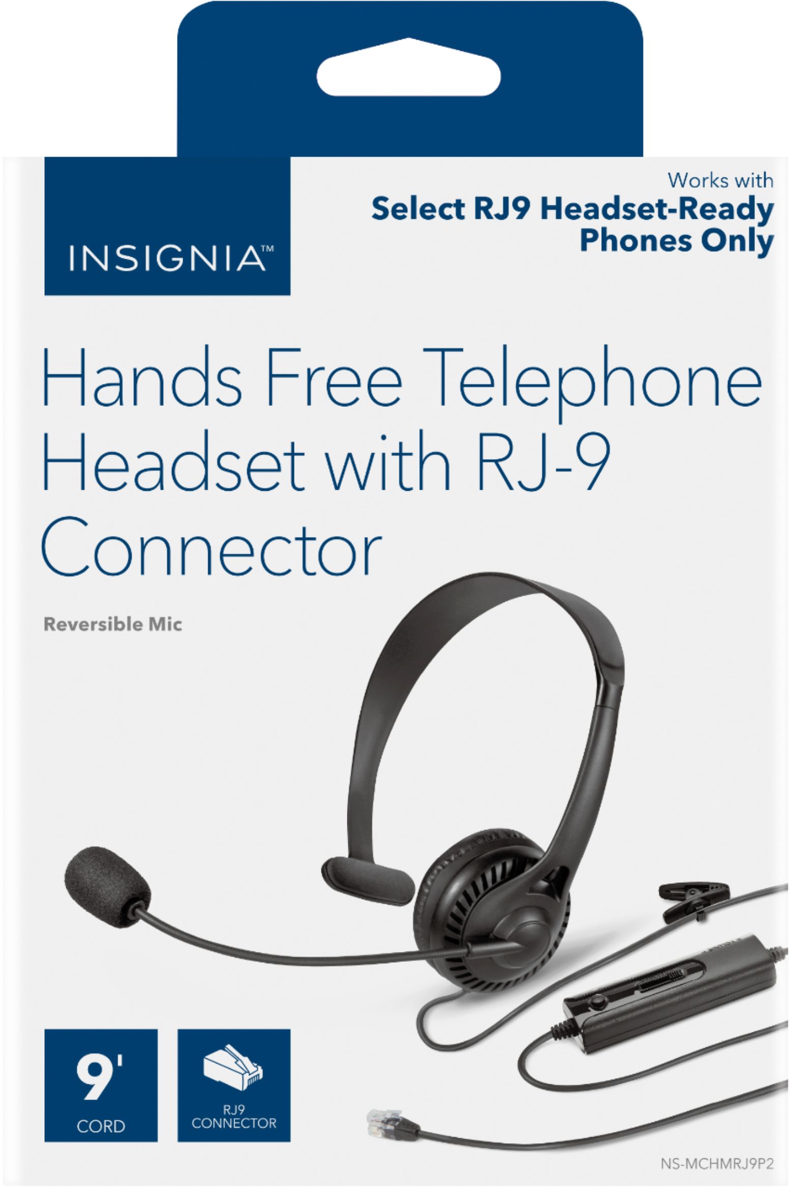 2 x NEW Insignia NS-MCHMRJ9P Landline RJ9 Home Phone Hands-Free Headset w/Mic 