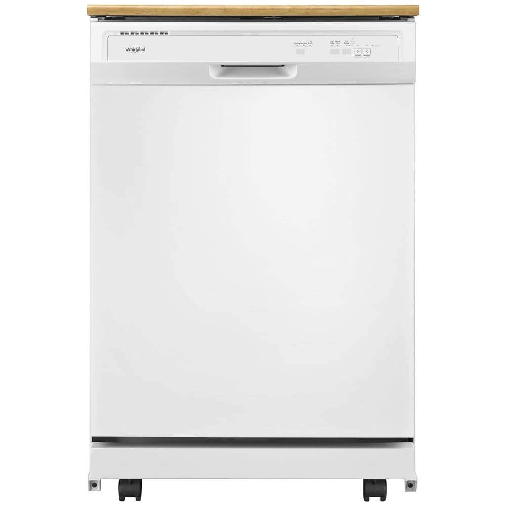 Front. Whirlpool - 24" Front Control Tall Tub Portable Dishwasher - White.