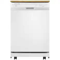 Front. Whirlpool - 24" Front Control Tall Tub Portable Dishwasher - White.