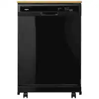 Whirlpool - 24" Front Control Tall Tub Portable Dishwasher - Black - Front_Zoom