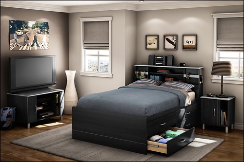 Best South S Cosmos Collection, Black Bookshelf Headboards Full Size
