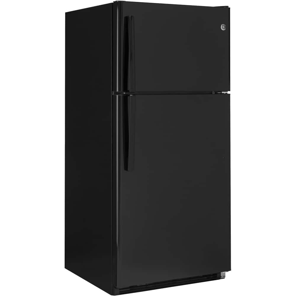 Left. GE - 20.8 Cu. Ft. Top-Freezer Refrigerator.