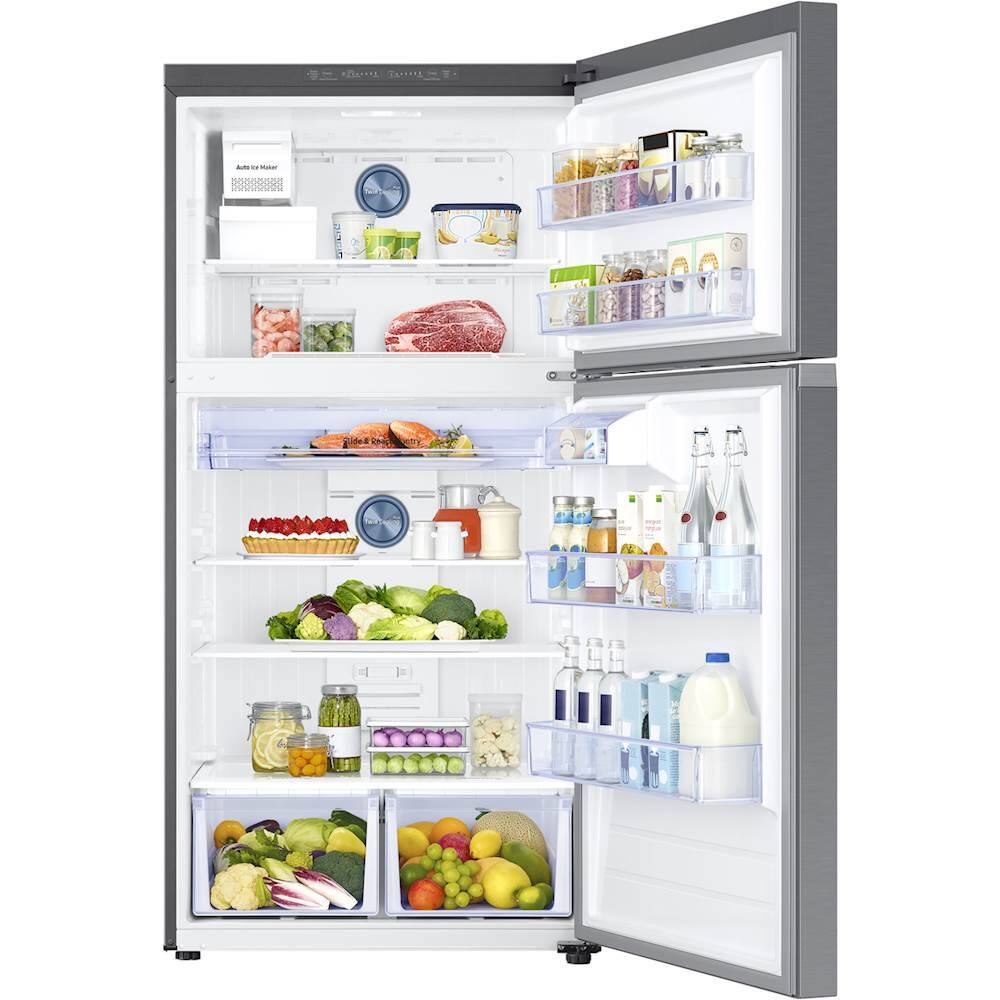 Alt View 12. Samsung - 21.1 cu. ft. Top-Freezer Refrigerator with FlexZone - Stainless Steel.