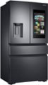 Angle Zoom. Samsung - Family Hub 22.2 Cu. Ft. Counter Depth 4-Door French Fingerprint Resistant Refrigerator - Black stainless steel.