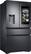 Angle. Samsung - Family Hub 22.2 Cu. Ft. Counter Depth 4-Door French Fingerprint Resistant Refrigerator - Black Stainless Steel.
