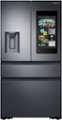 Front Zoom. Samsung - Family Hub 22.2 Cu. Ft. Counter Depth 4-Door French Fingerprint Resistant Refrigerator - Black stainless steel.