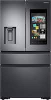 Samsung - Family Hub 22.2 Cu. Ft. Counter Depth 4-Door French Fingerprint Resistant Refrigerator - Black stainless steel - Front_Zoom