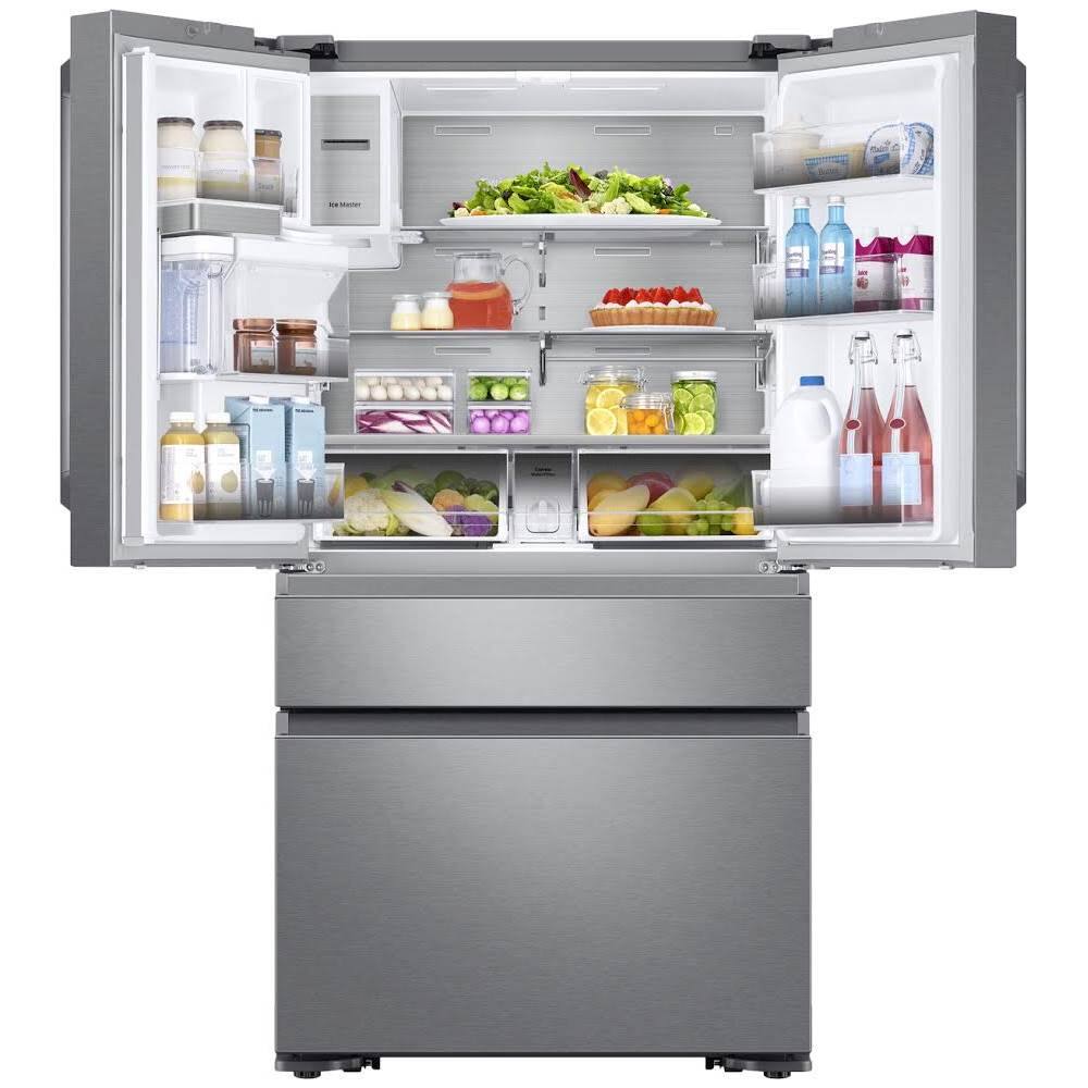 Alt View 12. Samsung - 22.7 Cu. Ft. 4-Door Flex French Door Counter-Depth  Fingerprint Resistant Refrigerator - Stainless steel.