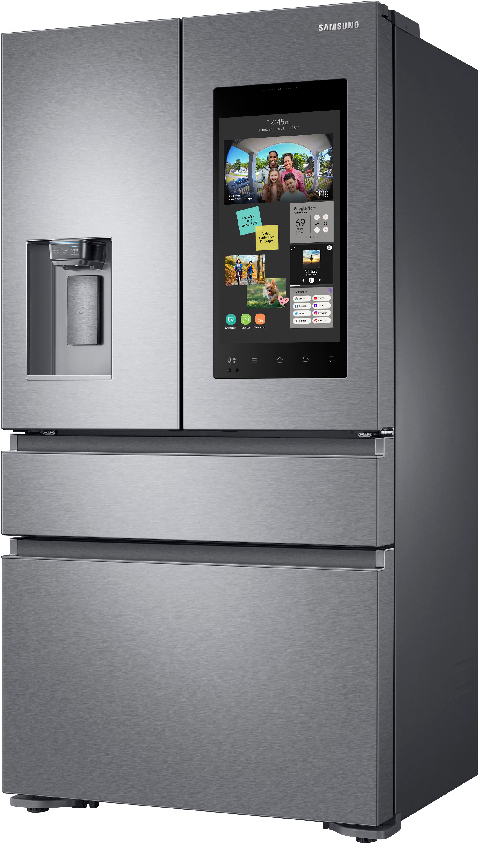 Left View: Samsung - Family Hub 22.2 Cu. Ft. Counter Depth 4-Door French Door Fingerprint Resistant Refrigerator - Stainless steel