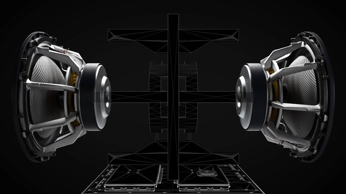 Back. Bowers & Wilkins - DB Series Dual 10" Powered Subwoofer - Gloss black.