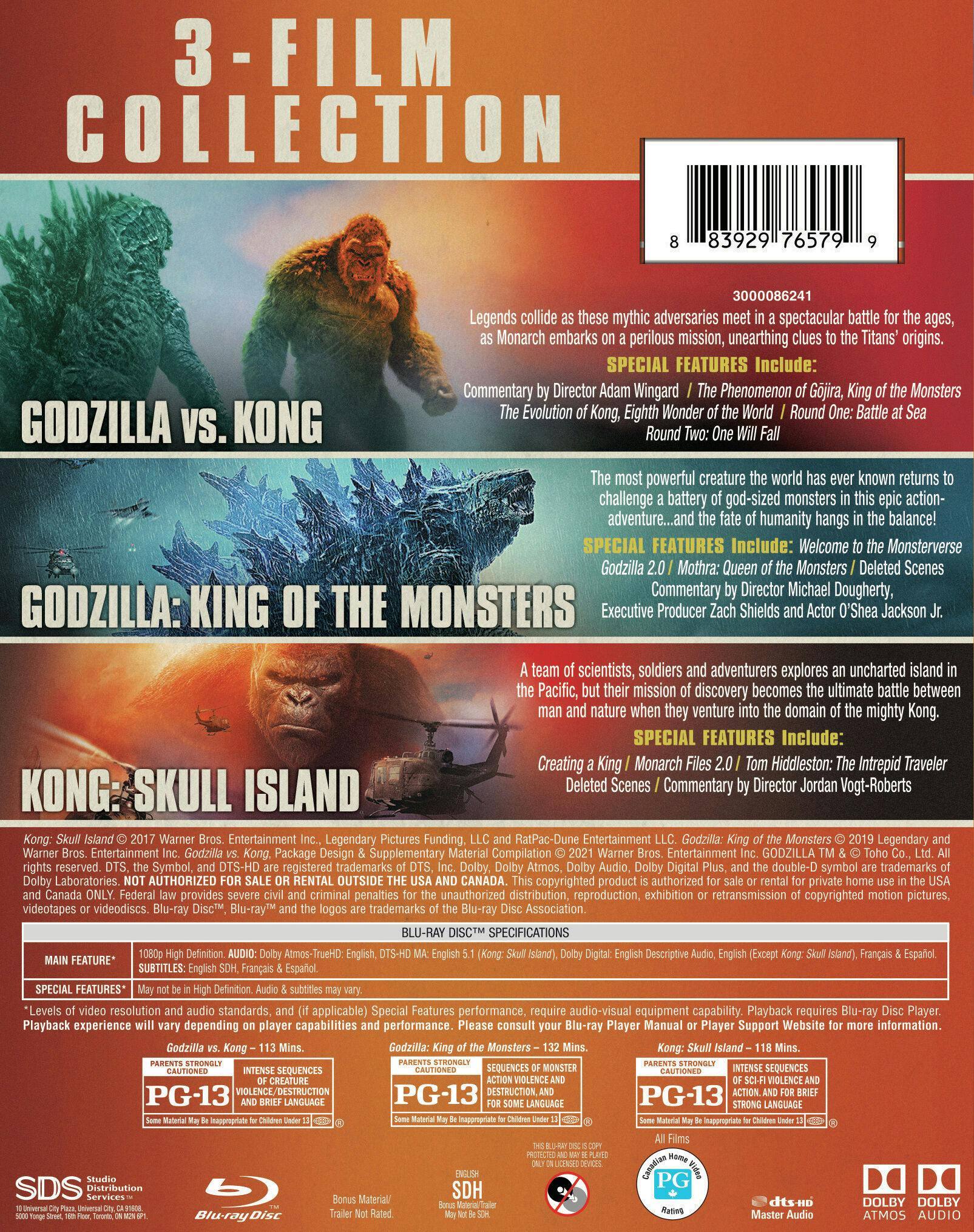 Back. Godzilla/Godzilla: King of the Monsters/Kong: Skull Island (Box Set) [Blu-ray].