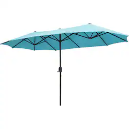 Ainfox - 13ft Large Patio Umbrella Outdoor Market Umbrella UV ProtectionSturdy Framew/Easy Crank for Yard,Poolside,Deck - Blue