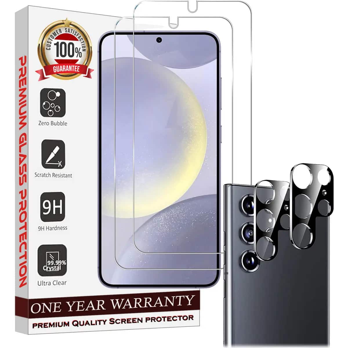 Entronix - Clear Screen Protector & Camera Lens Protector Compatible with Galaxy S21 Ultra - 4-Piece Combo - Transparent