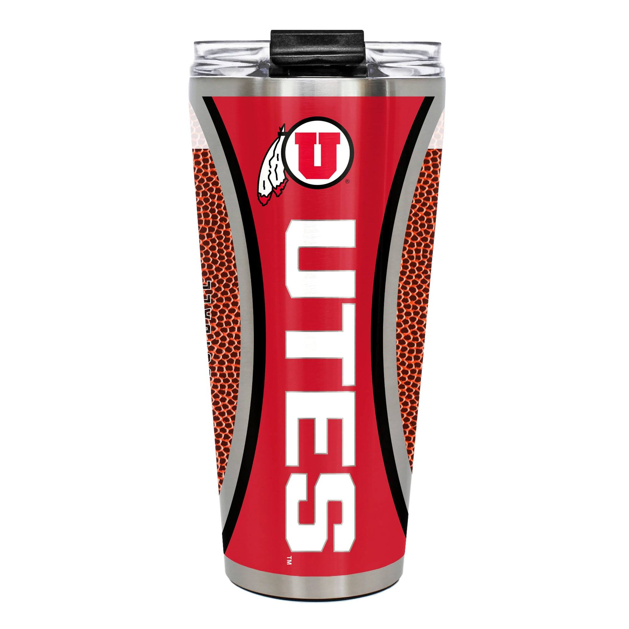 Front. Great American Products - Utah Utes 32oz. Big Slim Game Ball Travel Tumbler - Brown.