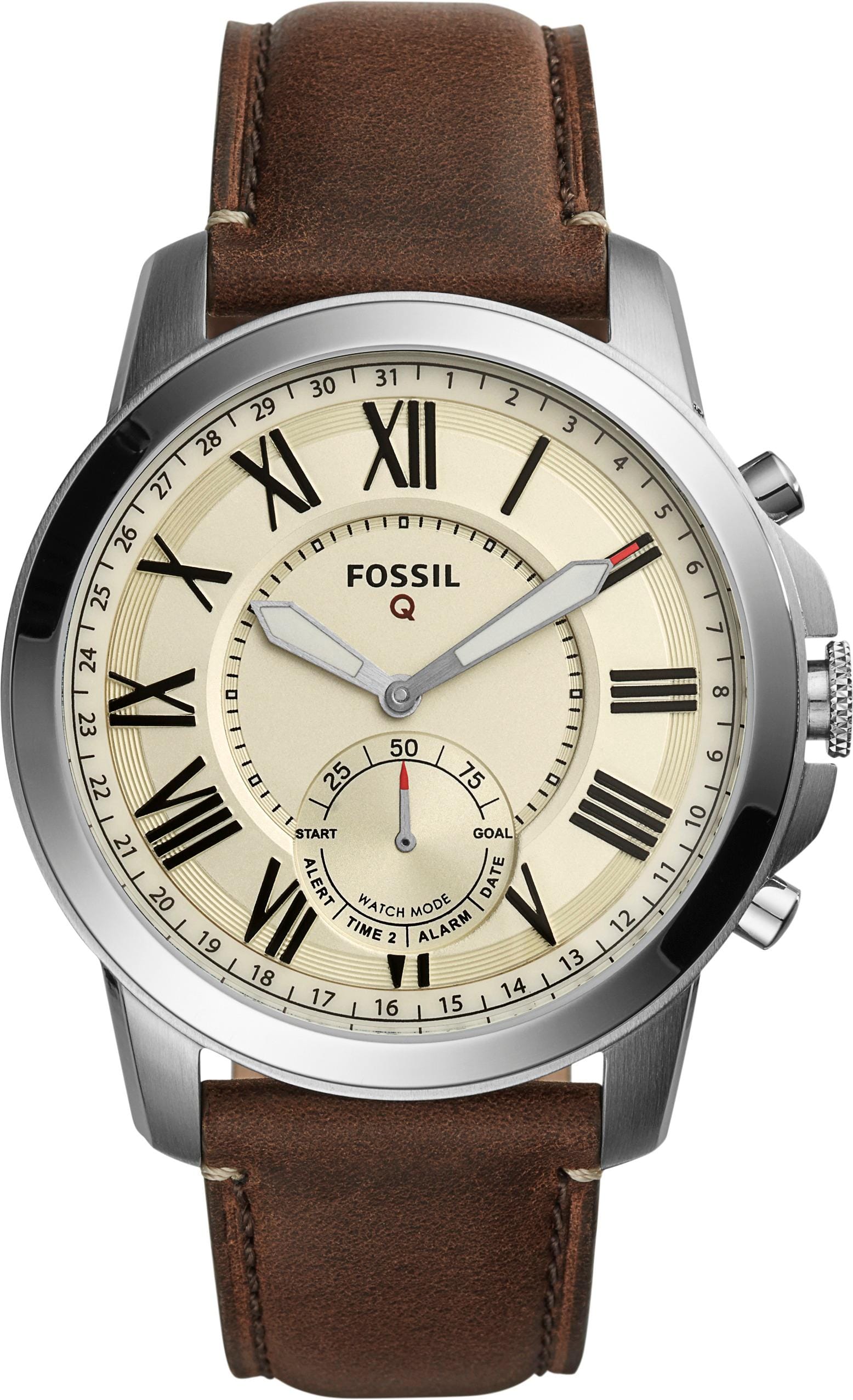 Front. Fossil - Q Grant Hybrid Smartwatch 44mm - Silver.