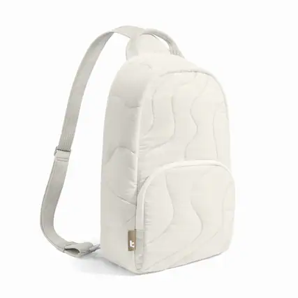 Front. tomtoc - Terra-T36 10L Crossbody Sling Bag Backpack for Women, Trendy Puffer Quilted Padded Bag, Lightweight Travel Chest Bag - White.