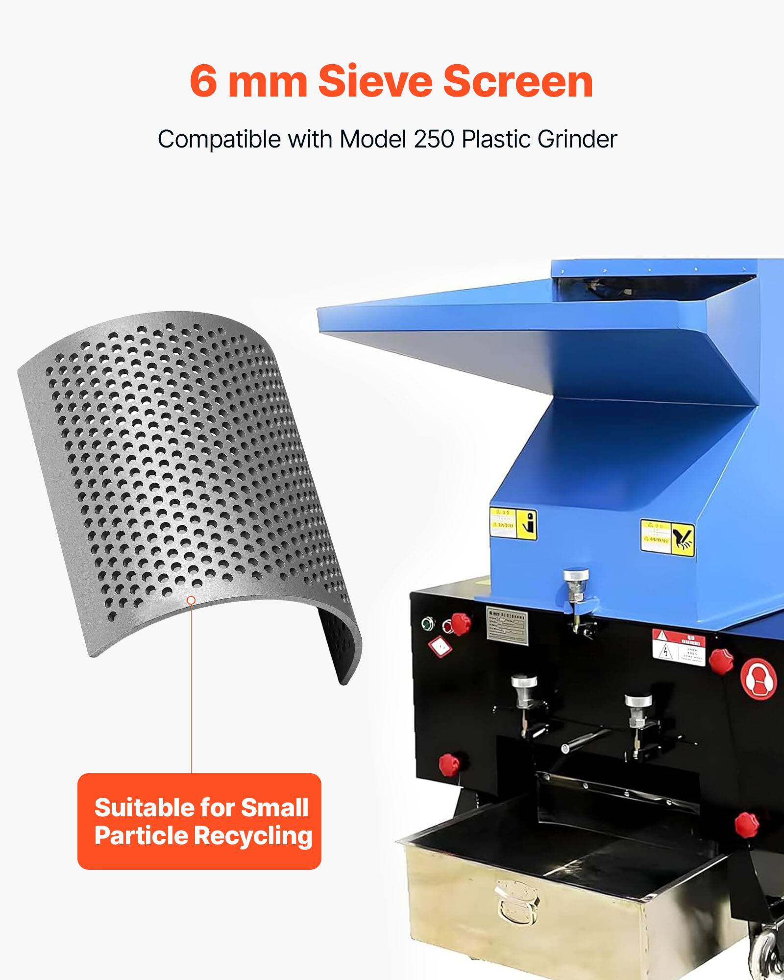6 mm Sieve Screen  
Compatible with Model 250 Plastic Grinder  
Suitable for Small Particle Recycling