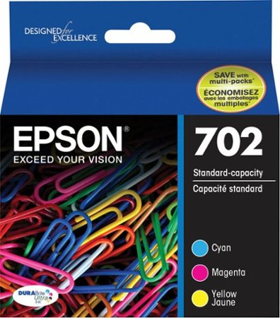 Epson - 702 3-Pack Standard Capacity Ink Cartridges - Cyan/Magenta/Yellow