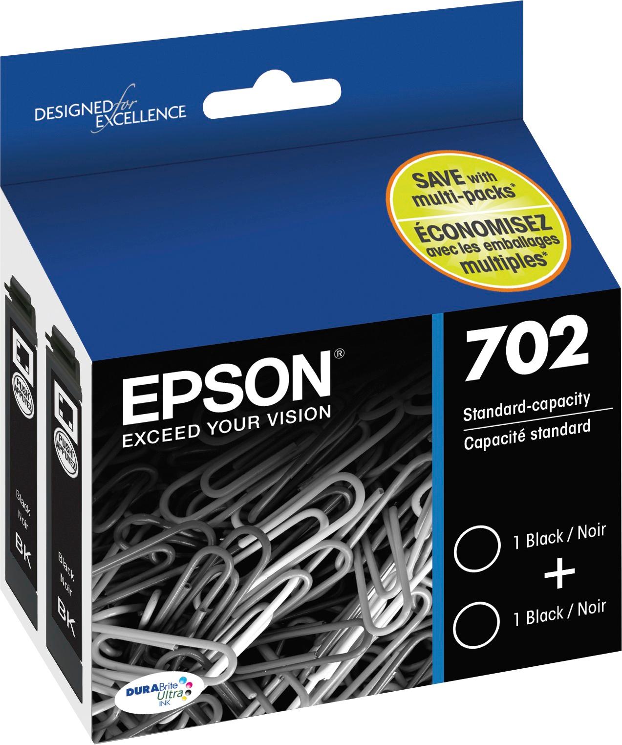 Best Buy Epson 702 2 Pack Standard Capacity Black Ink Cartridges Black T702120 D2 8098