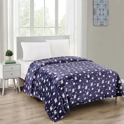 Front. Noble House - Plazatex Evil Eye Design Micro Plush All Season Blanket Queen Navy - Navy.