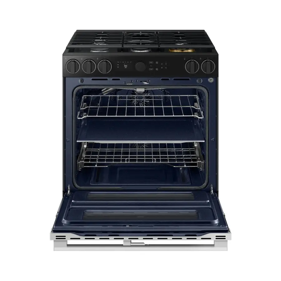 Alt View 18. Samsung - Bespoke 6.0 Cu. Ft. Slide-In Gas Convection Range with Flex Duo Convertible Double Oven Technology - Stainless Steel.