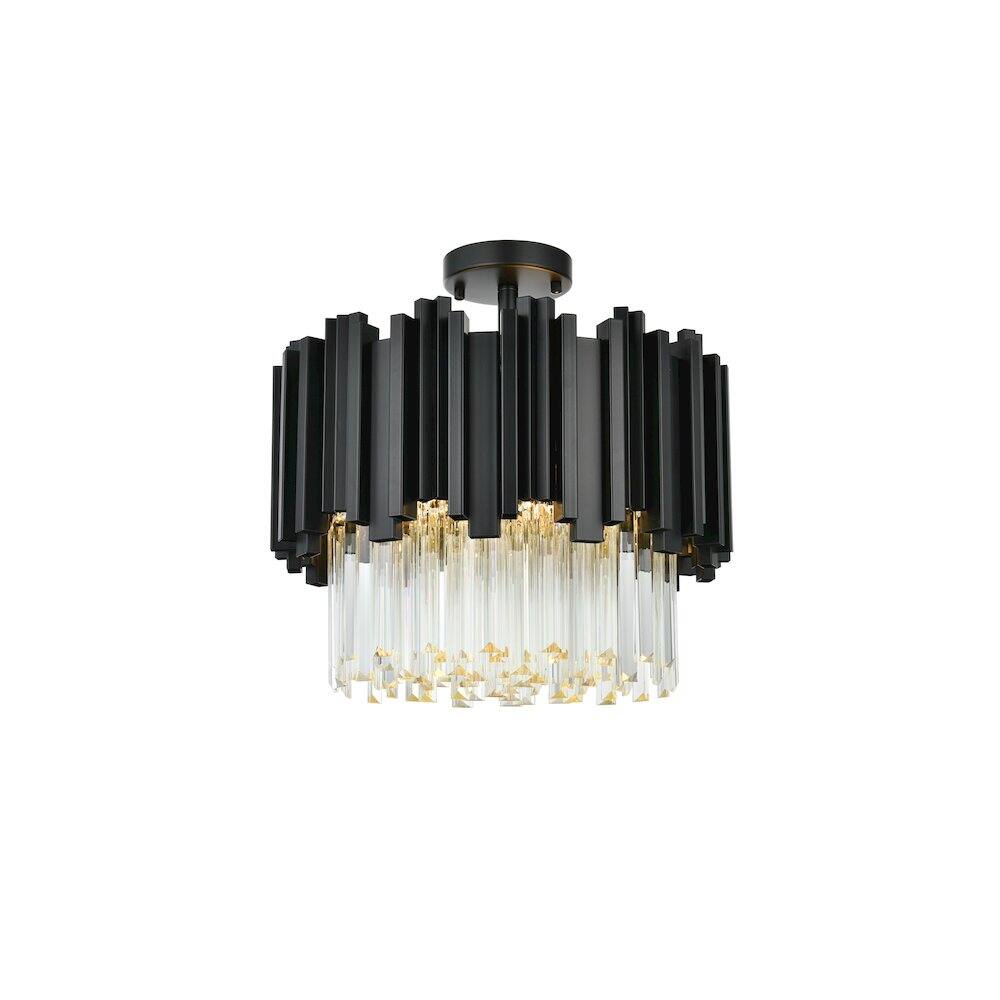 Back. Elegant Lighting - Willow 16 Inch Flush Mount Ceiling Light In Black - Black And Clear.