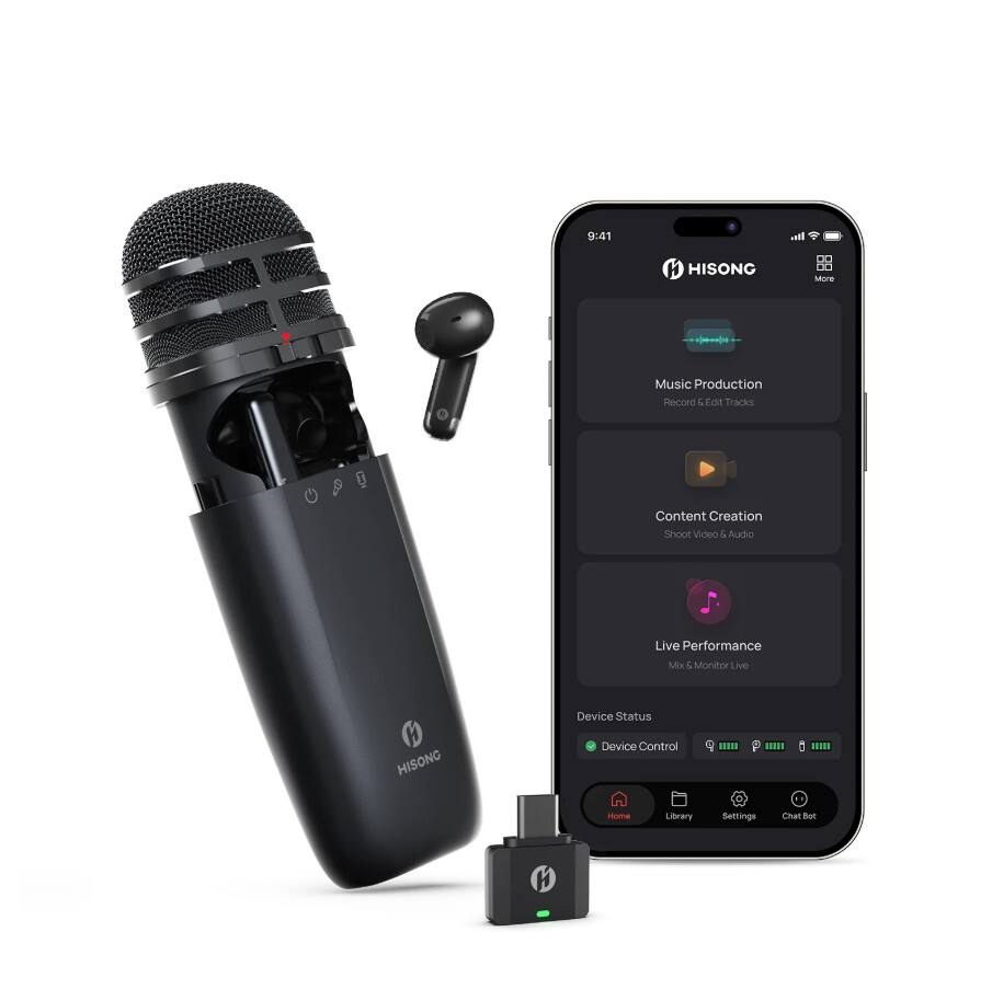 9:41
HISONG
More
Music Production Record & Edit Tracks
Content Creation Shoot Video & Audio
Live Performance Mix & Monitor Live
Device Status
HISONG
Device Control
Home
Library
Settings
Chat Bot