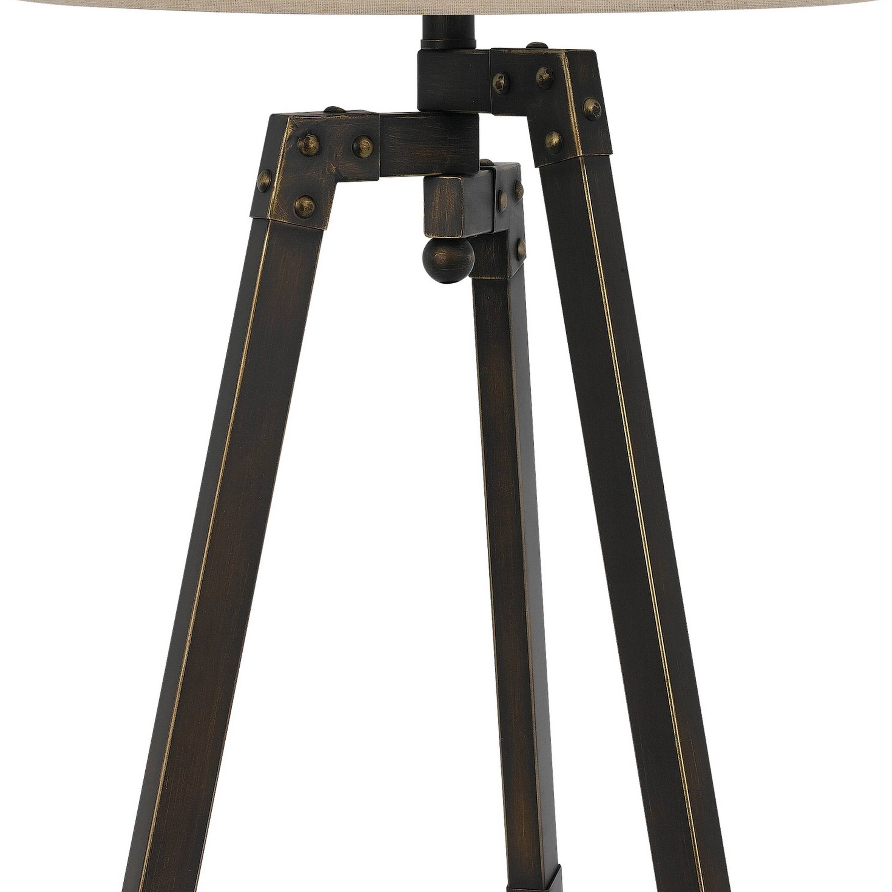 Manhattan Lane Metal Tripod Base Table Lamp with Fabric Drum Shade ...