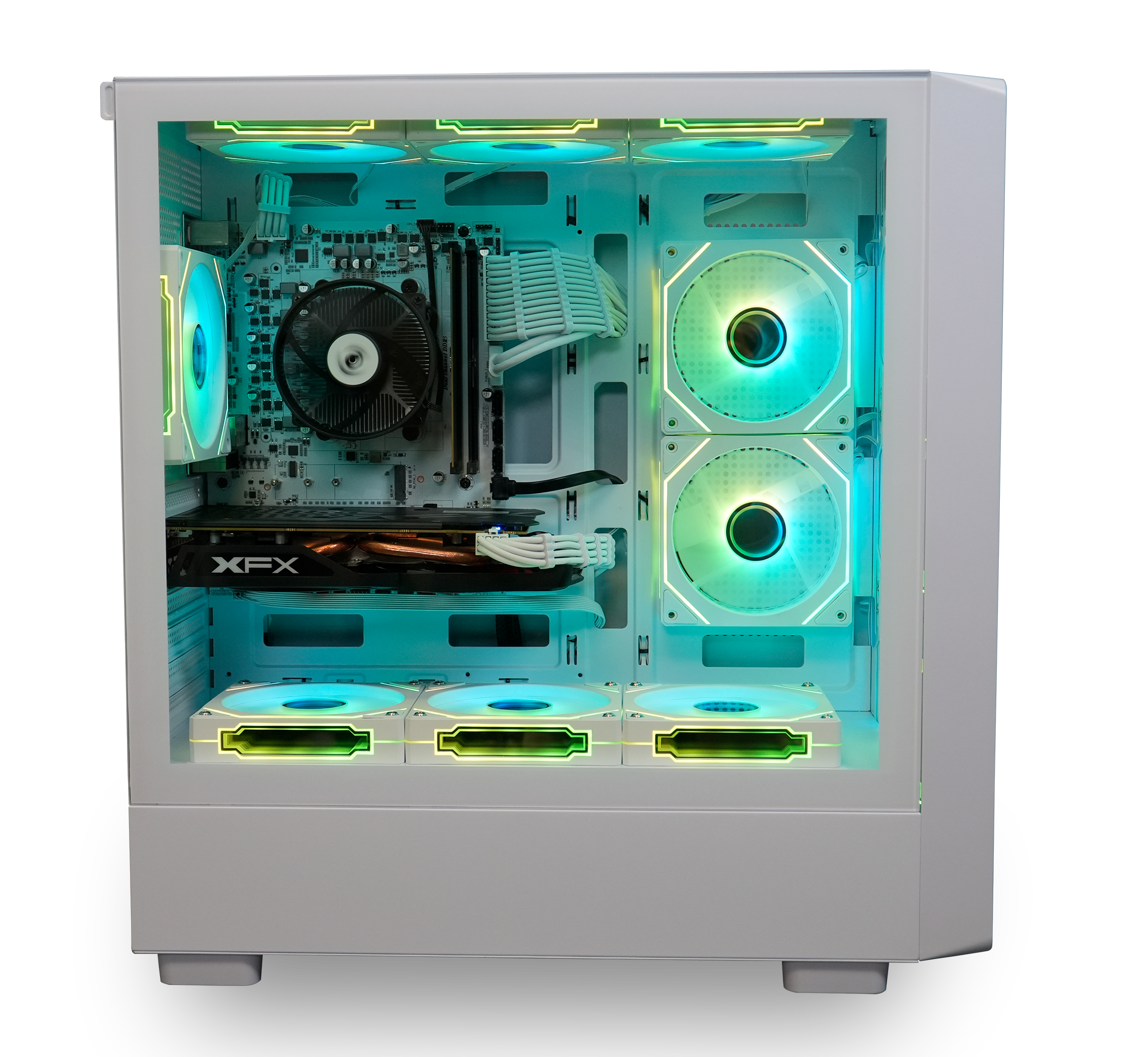 Left. ViprTech - ViprTech Sentinel 1.0 White Oak Home and Office Desktop Computer-Ryzen 7 8700F (5.0Ghz), RX 580 8GB, 16GB DDR5, 500GB S.