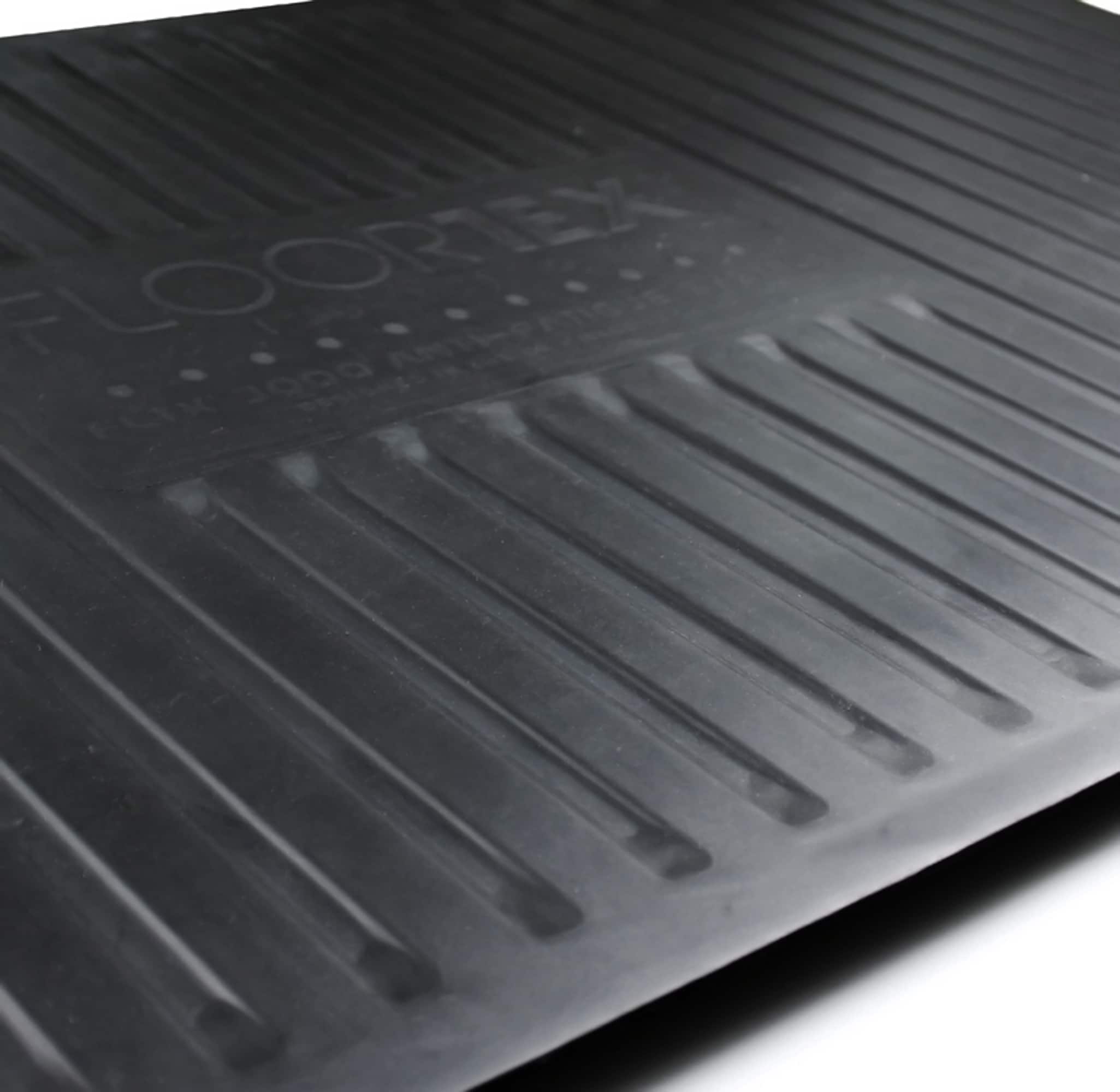 Left. Floortex - AFS-TEX® Active Anti-Fatigue Mat, Printed Design - 20" x 32" - Black - Black.