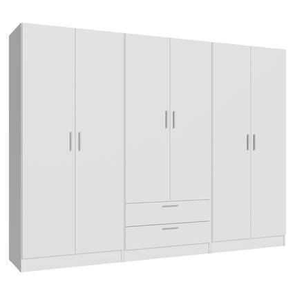 Front. Madesa - MADESA 6 Doors 2 Drawers Wardrobe Set with Shelves and Hanging Space 94"L - White - White.
