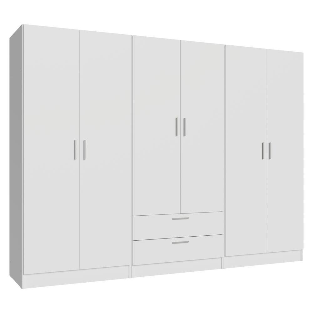 Front. Madesa - MADESA 6 Doors 2 Drawers Wardrobe Set with Shelves and Hanging Space 94"L - White - White.