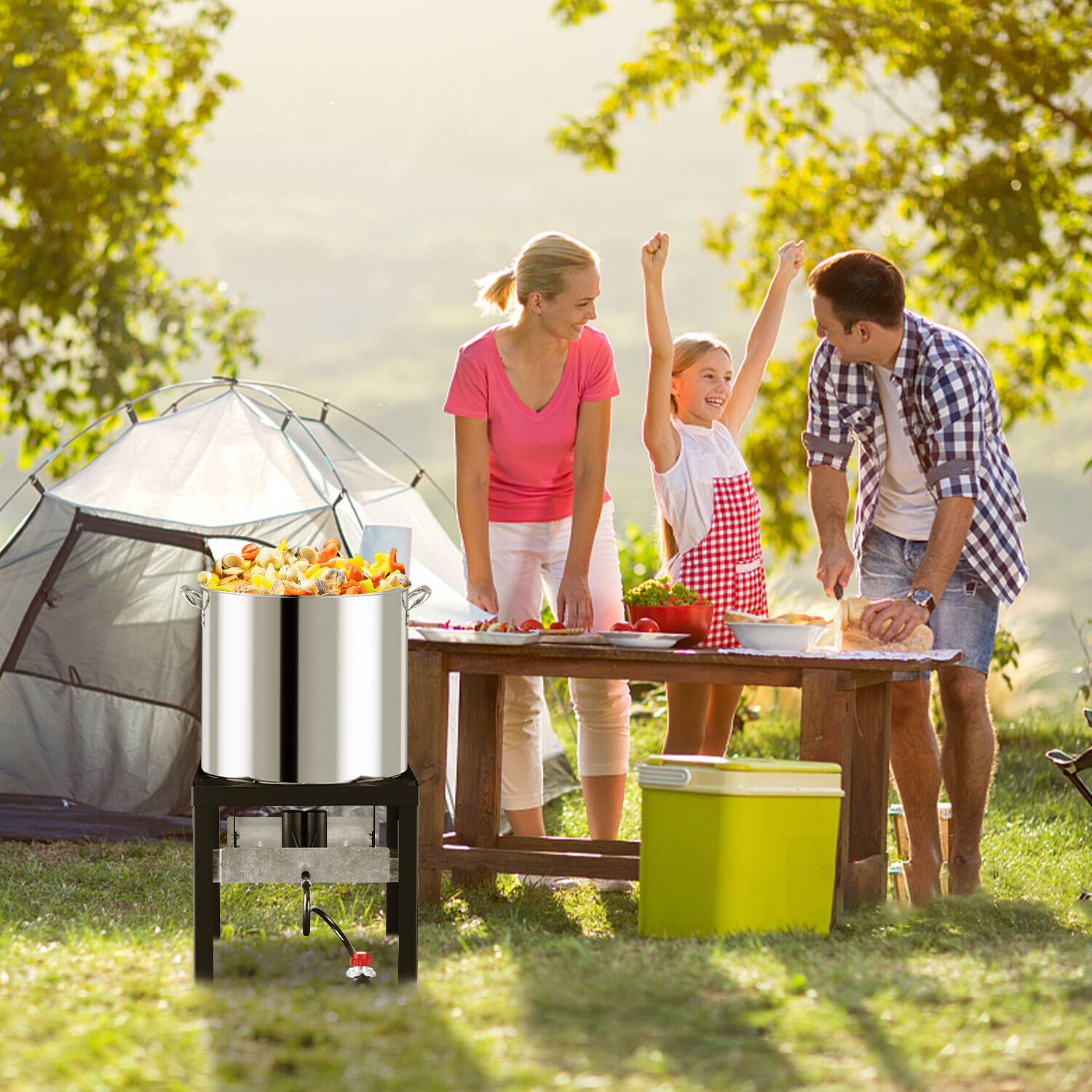 Alt View 3. FODINGHILL - 50QT Stainless Steel Outdoor Crawfish & Crab Boiler with Basket, Skimmer & Cover, Seafood Boiling Kit - silver.