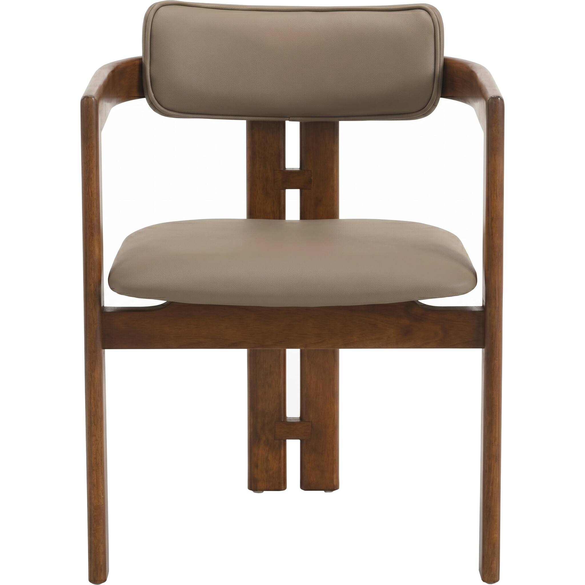 Alt View 3. LeisureMod - Velo 2-PCS Faux Leather Side Chair - Modern Dining Accent Armchair - Dark Natural/Taupe.