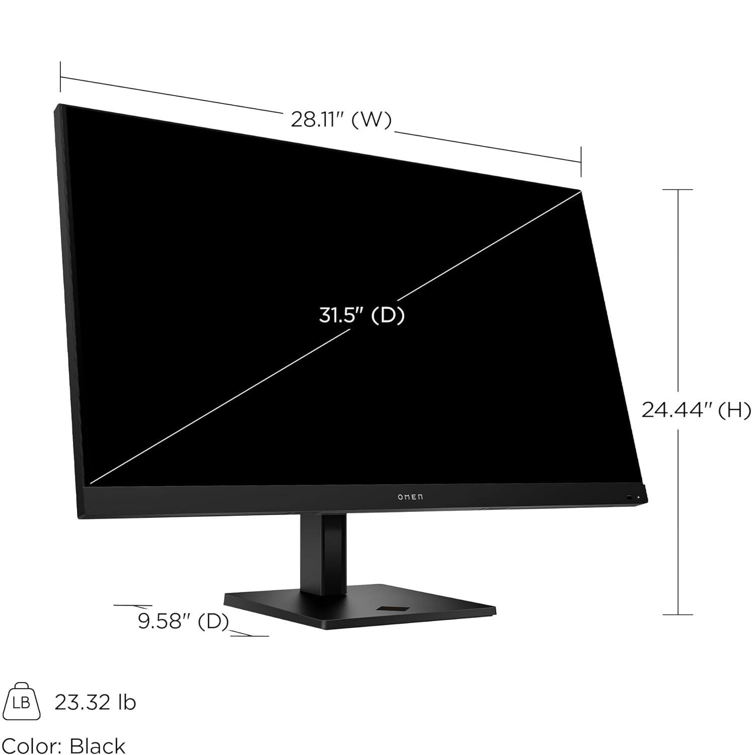 28.11" (W) 31.5" (D) 24.44" (H) 9.58" (D) LB 23.32 lb Color: Black