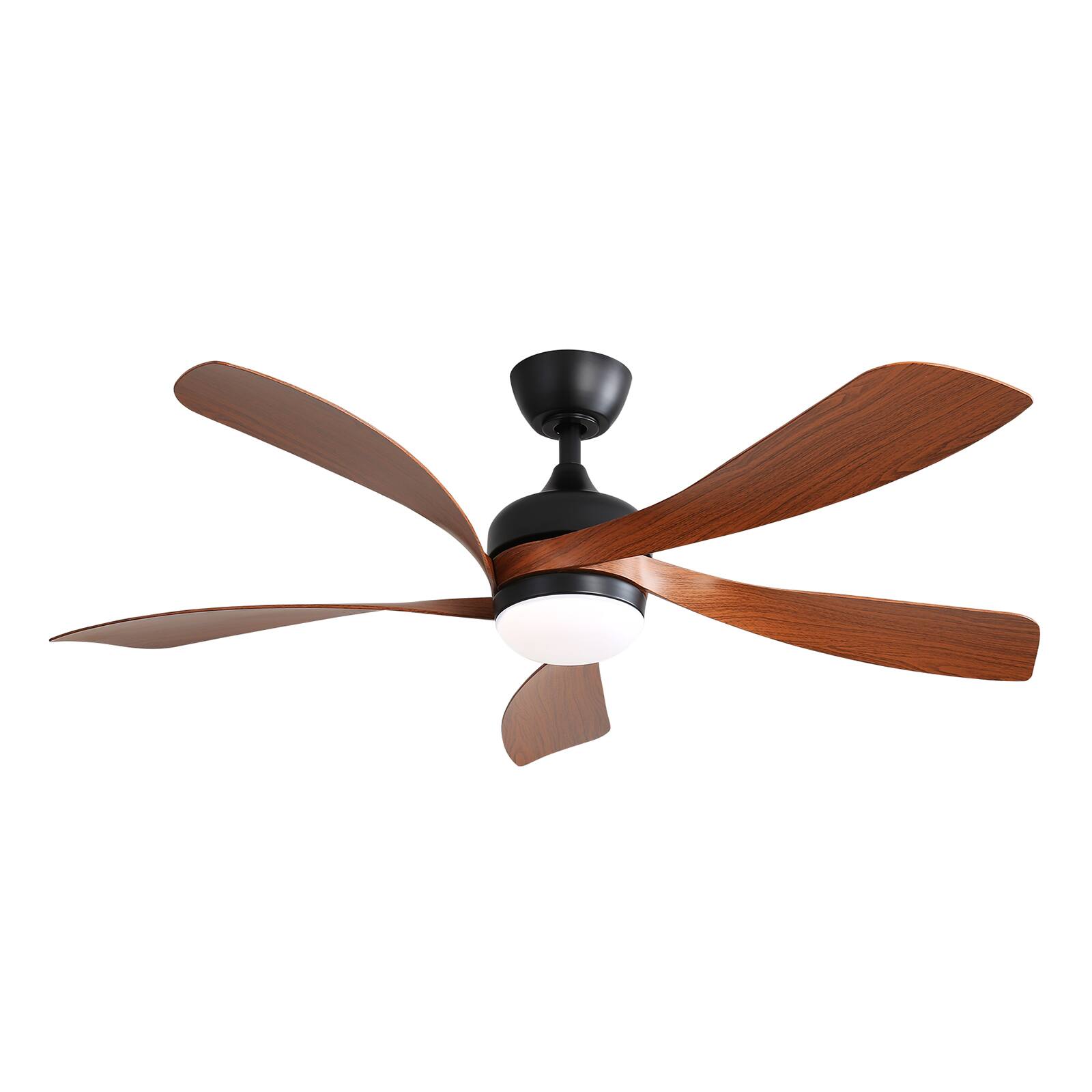 Left. GOODSILO - 52 Inch Modern LED Ceiling Fan with Dimmable Light, Remote Control, and Reversible DC Motor for Indoor Rooms - Black.