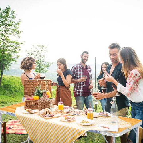 Alt View 9. Winado - 6FT Portable Folding Camping Table with Carry Handle, Adjustable Height for Party Picnic Outdoor Patio Garden Indoor - Natural.